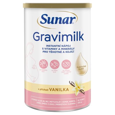 Obrázek Sunar Gravimilk s příchutí vanilka pro těhotné a kojící ženy 450g