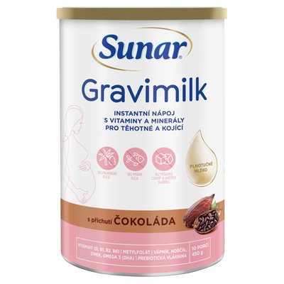 Obrázek Sunar Gravimilk s příchutí čokoláda pro těhotné a kojící ženy 450g