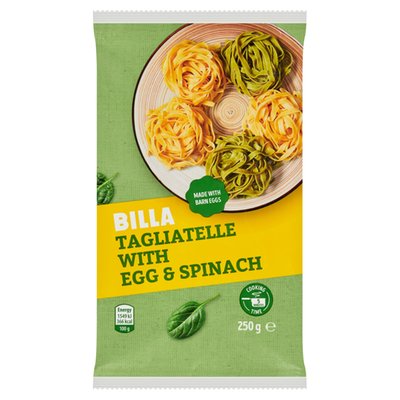 Obrázek BILLA Tagliatelle těstoviny semolinové vaječné sušené se špenátem 250g