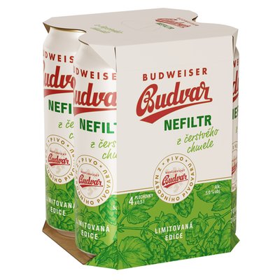 Obrázek ŠETŘÍME JÍDLEM: Budvar Nefiltr z čerstvého chmele 4x0,5l