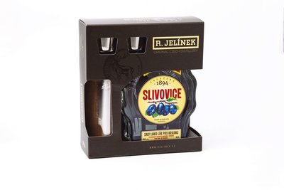 Obrázek R.Jelínek Slivovice 45% 0,5l+placatka+2 panáky