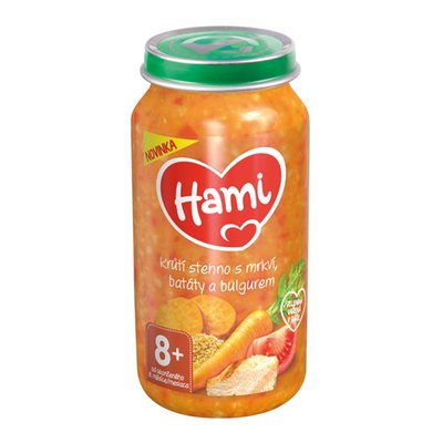 Obrázek HAMI masozeleninový příkrm Krůtí stehno s mrkví, batáty a bulgurem 250g