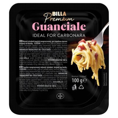 Obrázek BILLA Premium Guanciale masný výrobek tepelně neopracovaný 100g