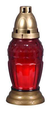 Obrázek Lampa hřbitovní PÁSEK skleněná červená 50g d8x20cm