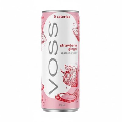 Obrázek Voda VOSS ochucená jahoda a zázvor 0,33l Plech