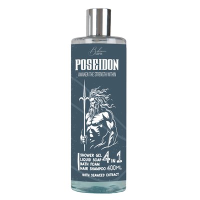 Obrázek 4v1 sprchový gel, šampon, pěna a mýdlo pro muže 400 ml - Poseidon
