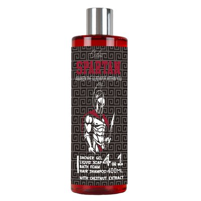 Obrázek 4v1 sprchový gel, šampon, pěna a mýdlo pro muže 400 ml - Spartan