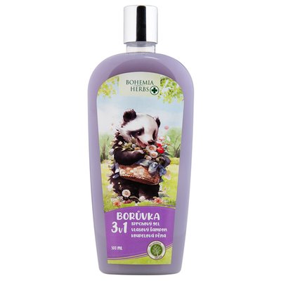 Obrázek 3v1 dětský sprchový gel, šampon a pěna do koupele 500 ml - borůvka