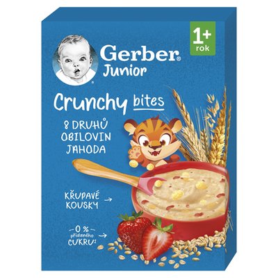 Obrázek GERBER Junior nemléčná kaše jahodová s křupavými kousky 200g