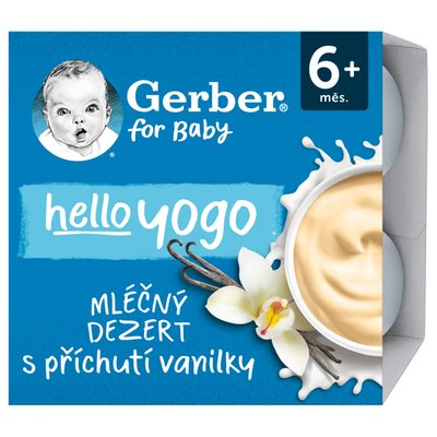 Obrázek GERBER hello yogo mléčný dezert s příchutí vanilky 4 x 100g