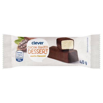 Obrázek clever Dezert s tvarohovým výrobkem s rostlinným tukem s vanilkovou příchutí s kakaovou polevou 40g