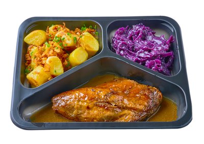 Obrázek Cibule bistro Husí stehno s červeným zelím a bramborovými špalíčky