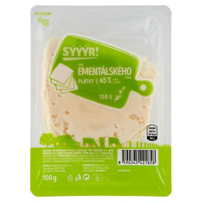 Obrázek Sýr ementálského typu plátky 100g