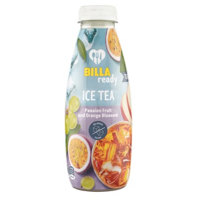 Obrázek ŠETŘÍME JÍDLEM: BILLA Ready Nápoj s ovocnými šťávami a extraktem z černého čaje a pomerančových květů 500ml