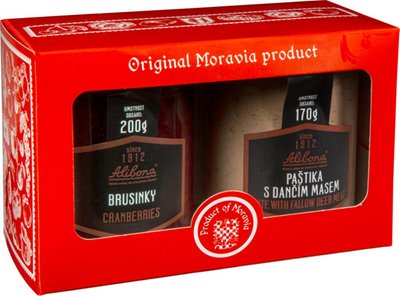 Obrázek ŠETŘÍME JÍDLEM: Dárkový set - paštika s dančím masem 170 g + brusinky 200 g