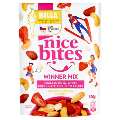 Obrázek Nice Bites Směs pražených jader skořápkových plodů, kousků bílé čokolády a sušeného ovoce 150g