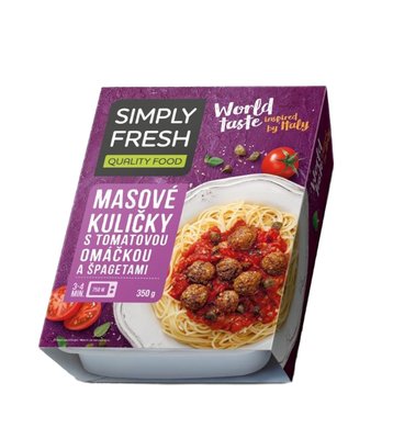 Obrázek Masové kuličky s tomatovou omáčkou a špagetami 350g