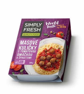 Obrázek Masové kuličky s tomatovou omáčkou a špagetami 350g