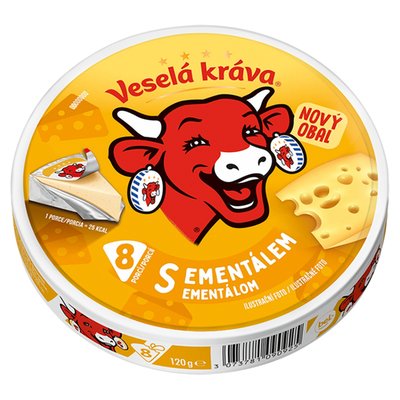 Obrázek Veselá Kráva Tavený sýr s ementálem 8 ks 120g