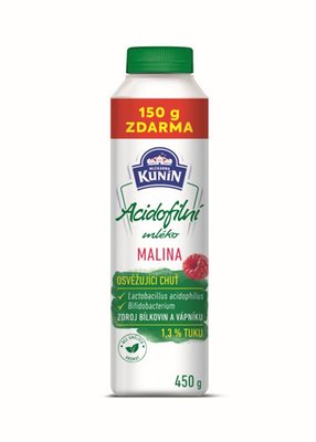Obrázek Kunín acidofilní mléko Malina 300g + 150 zdarma