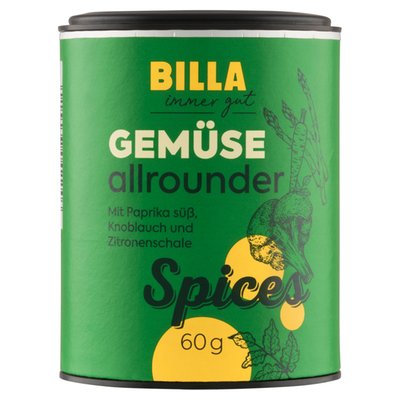 Obrázek BILLA Univerzální kořenicí směs na zeleninu se sladkou paprikou, česnekem a citronovou kůrou 60g