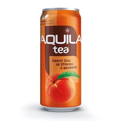 Obrázek AQUILA ČERNÝ ČAJ S BROSKVÍ 0,33L PLECH