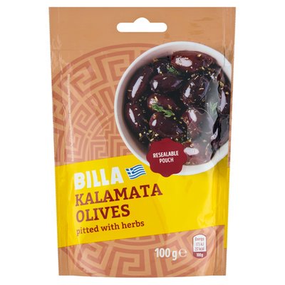 Obrázek BILLA Černé olivy kalamata bez pecky s bylinami 100g
