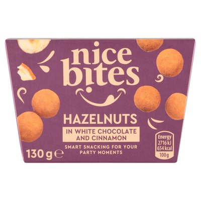 Obrázek Nice Bites Pražené lískové ořechy jádra v bílé čokoládě a skořici 130g