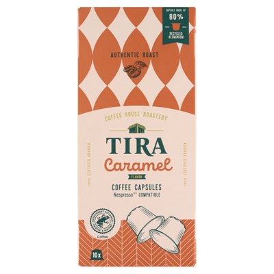 Obrázek Tira Pražená mletá káva arabica aromatizovaná s karamelovou příchutí v kapslích 10 x 5,5g (55g)
