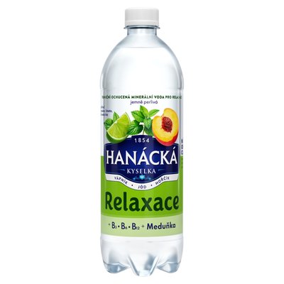 Obrázek Hanácká Kyselka Relax příchuť broskev, limeta & meduňka jemně perlivá 0,7l
