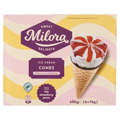 Obrázek Milora Mražený krém jahodový a mražený krém s příchutí bourbon vanilky 6 x 120ml (720ml)