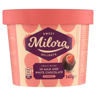 Obrázek Milora Jahody v mléčné a bílé čokoládě 140g