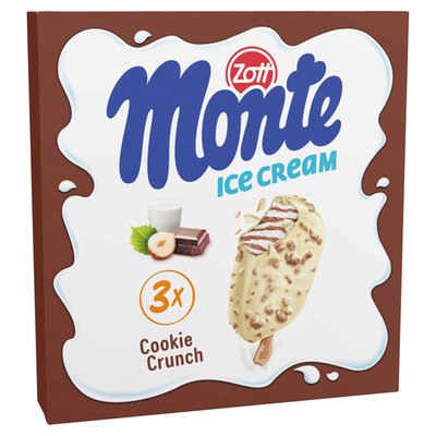 Obrázek Zott Monte Mražený krém smetanový a čokoládový s lískovými ořechy v bílé čokoládě 3 x 90ml (270ml)