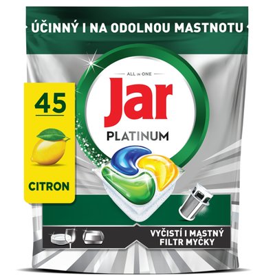 Obrázek Jar Platinum Kapsle Do Myčky Nádobí, Lemon, , 45 Kapsle, Zvládá Náročné Výzvy, Čistí Mastný Filtr