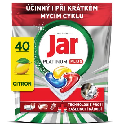Obrázek Jar Platinum Plus Kapsle Do Myčky Nádobí, Lemon, , 40 Kapsle,  Výkonný I Během Krátkých Cyklů