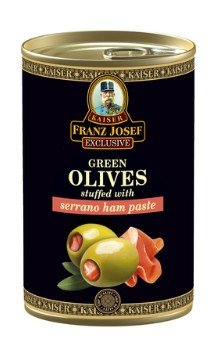 Obrázek Franz Josef Kaiser Exclusive Zelené olivy plněné pastou ze šunky Serrano 300g
