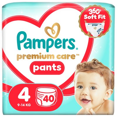 Obrázek Plenkové Kalhotky Pampers Premium Care Pants Velikost 4, 40 ks, 9kg-15kg