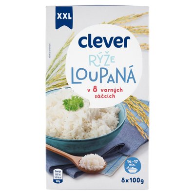 Obrázek clever Rýže loupaná ve varných sáčcích 8 x 100g (800g)