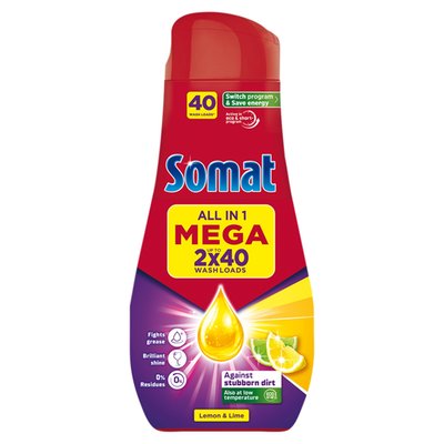 Obrázek Somat All in 1 Lemon & Lime Power Gel přípravek na mytí nádobí v myčce 2 x 720ml