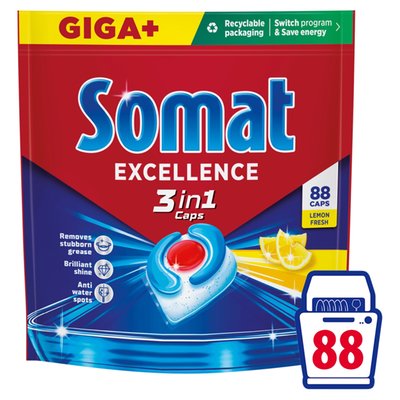 Obrázek Somat Excellence 3in1 Lemon Fresh kapsle do automatické myčky nádobí 88 ks 1592,8g