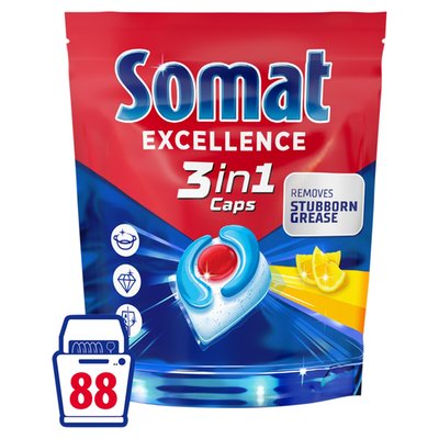 Obrázek Somat Excellence 3in1 Lemon Fresh kapsle do automatické myčky nádobí 88 ks 1592,8g