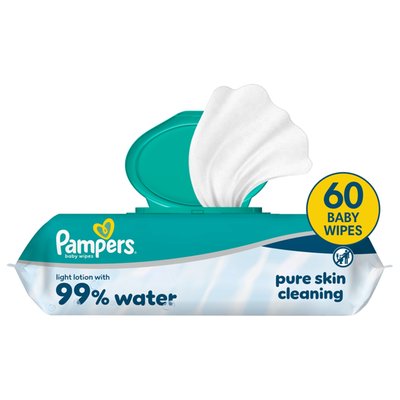 Obrázek Pampers 99 % Vody Dětské Čisticí Ubrousky 1 Balení 60 Ubrousků = 60 Dětských Čisticích Ubrousků