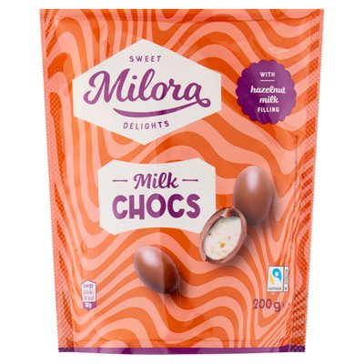 Obrázek Milora Mléčná čokoláda ve tvaru vajíček s lískooříškovo-mléčnou náplní 200g