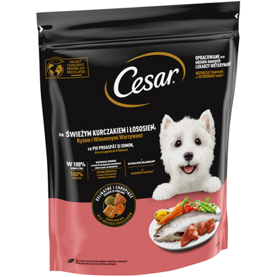 Obrázek Cesar granule s kuřecím a lososem 800g
