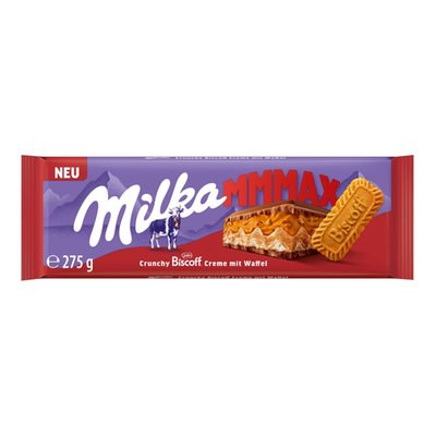 Obrázek Milka Biscoff mléčná čokoláda s oplatkou, karamelizovanými sušenkami Biscoff a mléčnou náplní 275 g