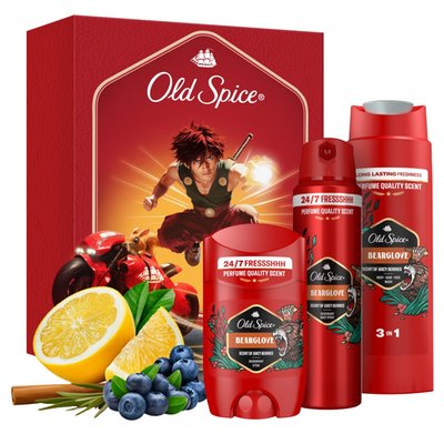 Obrázek Old Spice Anime Sada S Tuhým Deodorantem, Deodorantem Ve Spreji A Sprchovým Gelem Bearglove