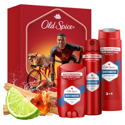Obrázek Old Spice Ironman Sada S Tuhým Deodorantem, Deodorantem Ve Spreji A Sprchovým Gelem Whitewater