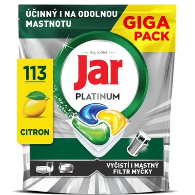 Obrázek Jar Platinum Kapsle Do Myčky Nádobí, Lemon, , 113 Kapsle, Zvládá Náročné Výzvy, Čistí Mastný Filtr