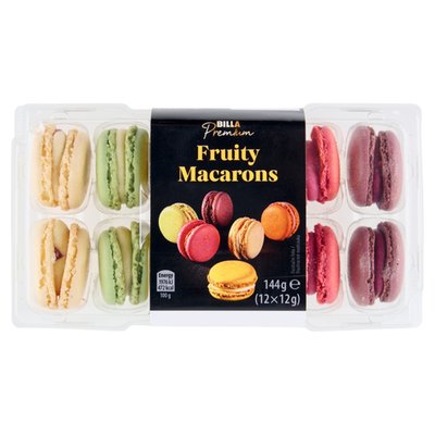 Obrázek BILLA Premium Creamy Macarons kolekce 6 druhů makronek 12 x 12g (144g)