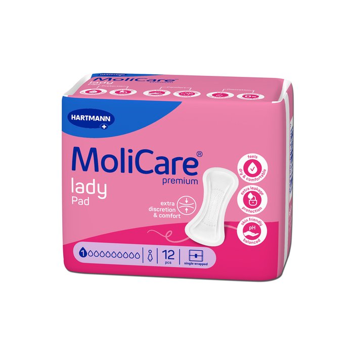 Product Image of MoliCare Premium Lady Pad 1 Tropfen, Inkontinenzeinlage für Frauen leichte Blasenschwäche, Aloe Vera, atmungsaktiv